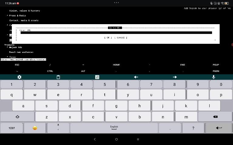 Browsing with the links browser on android