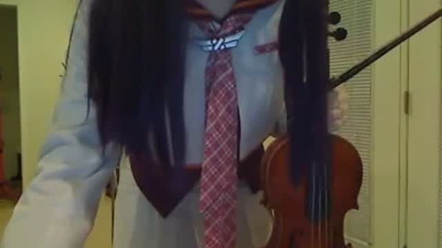 Haru practicing violin