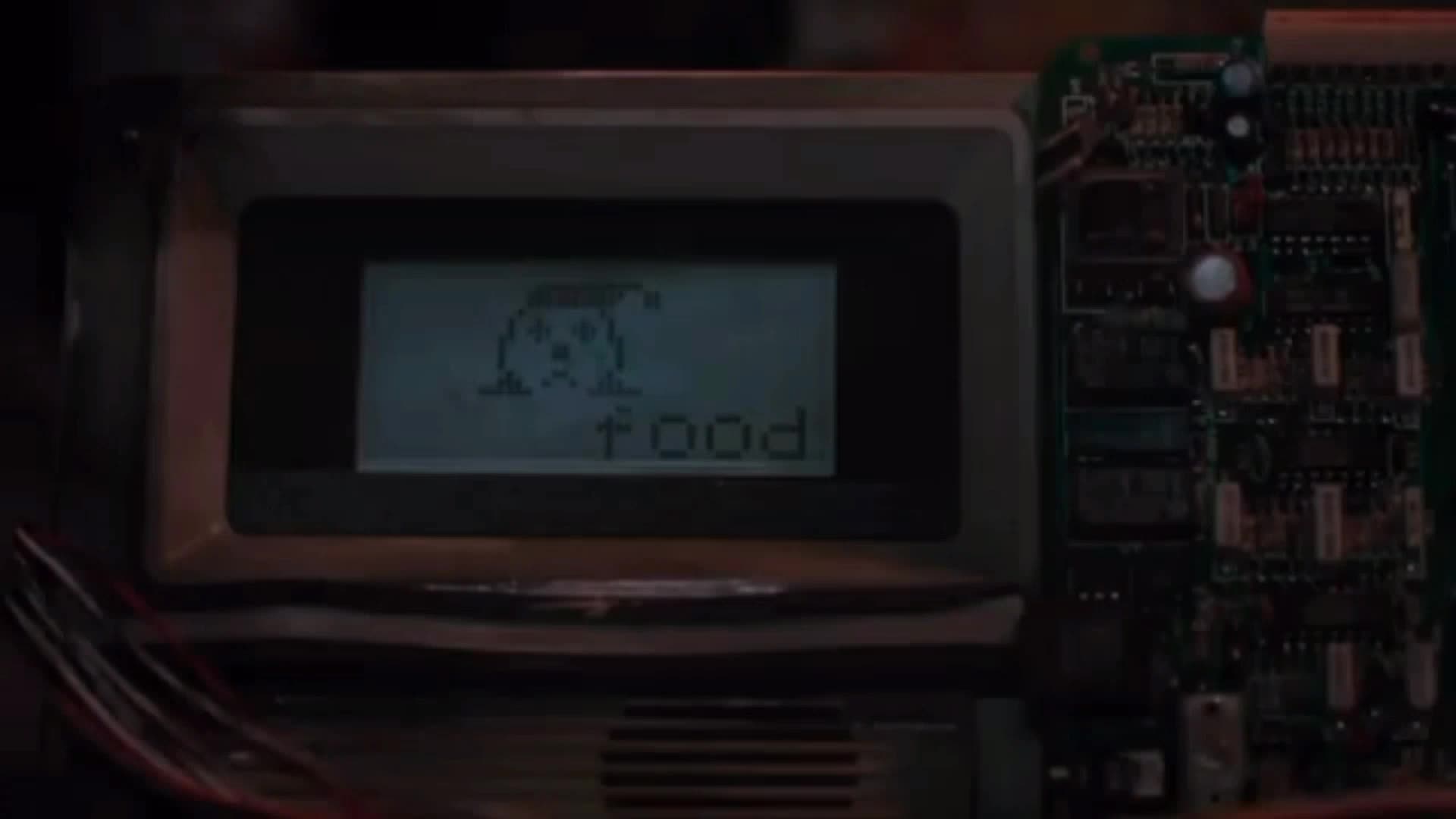Leatherface typing text on a LCD aparatus