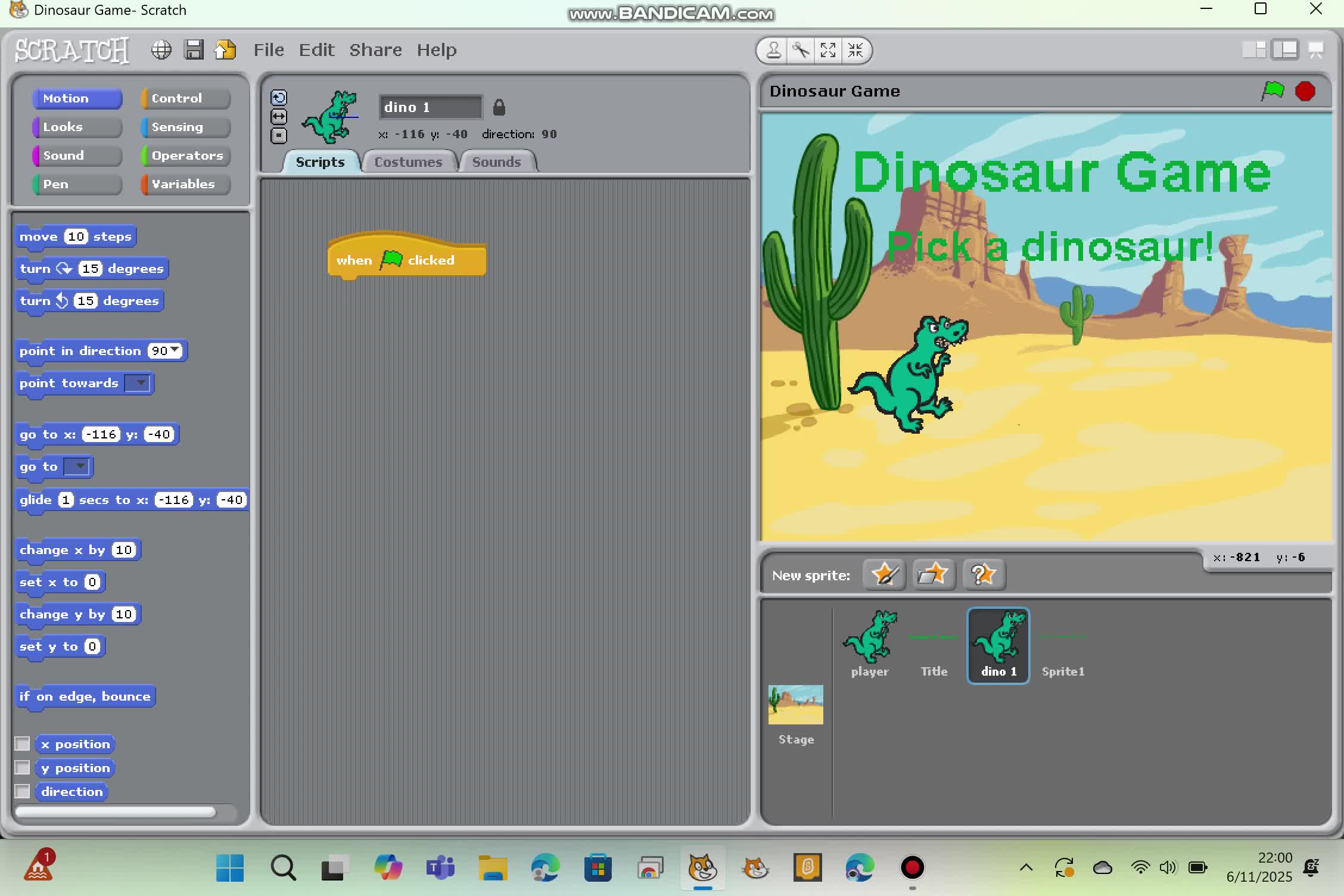 Making the Dinosaur Game in Scratch 1.4 (Part 2)
