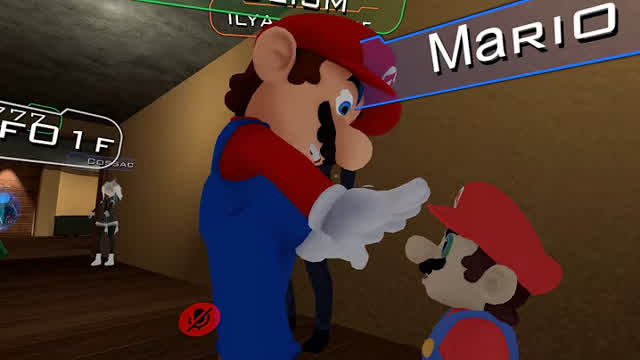 Two Marios Fight in VRchat