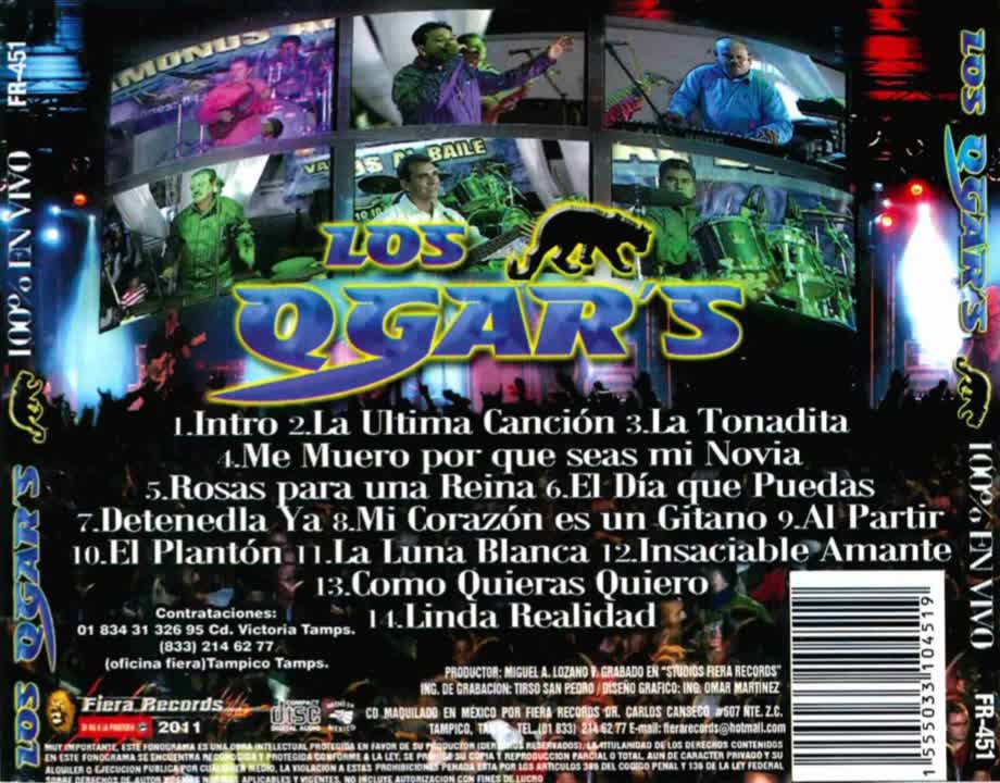 Los Qgars 100% En Vivo Vol 1 Desde La Playa Miramar Tampico-Madero Intro AUDIO CD DISCO