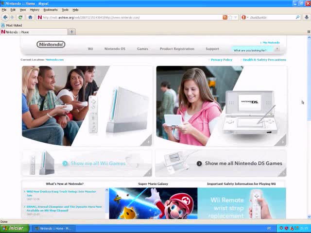 Browsing the official Nintendo Website!