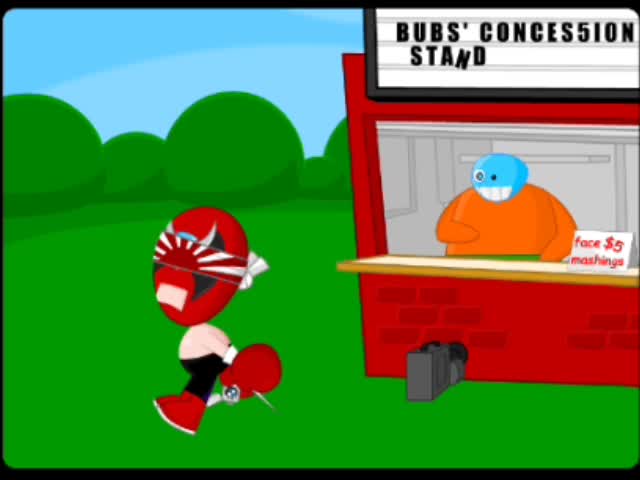 Pom Pom beats up Strong Bad